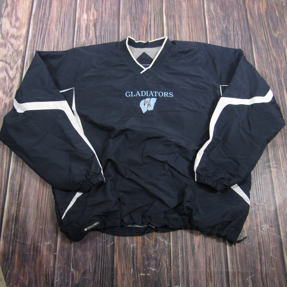 Holloway Windbreaker Pullover Mens XL Navy Blue Gladiators V-Neck Lined Jacket